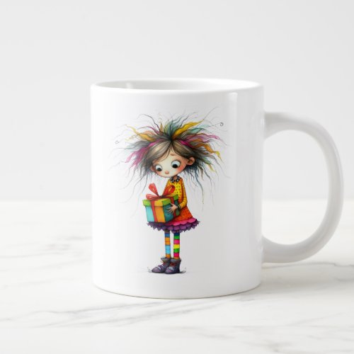 *  6 Colorful  Whimsical Christmas GIRL  Gift AP97 Giant Coffee Mug