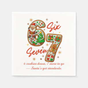 6 Cookies Down, 7 More to Go – Santa Humor Holiday Napkins