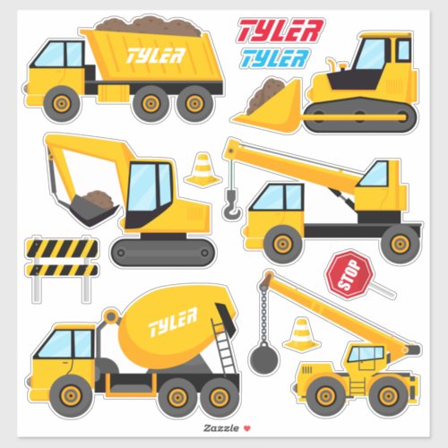 6 Cool Construction Trucks Names Sticker