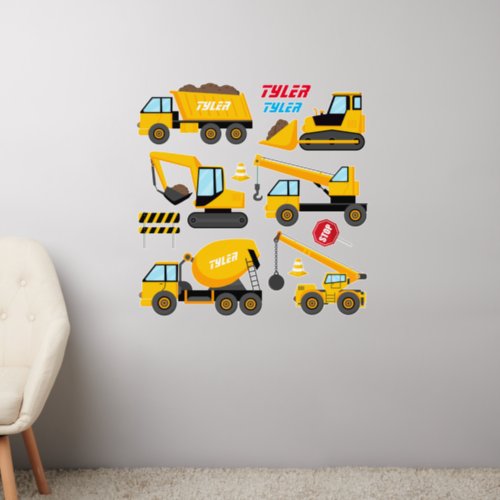6 Cool Construction Trucks Names Wall Decal