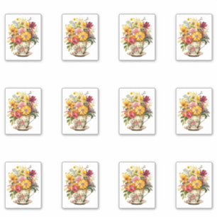 6 Cup of Flowers Sticker