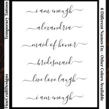 6 Custom Name/Word Elegant Calligraphy Script Blk