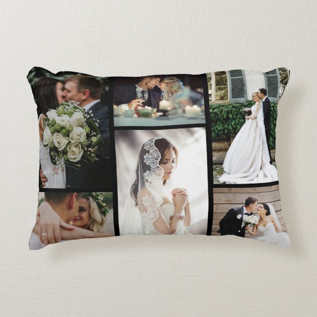 6 Custom Photo Collage Favorite Moments Accent Pillow (Front)