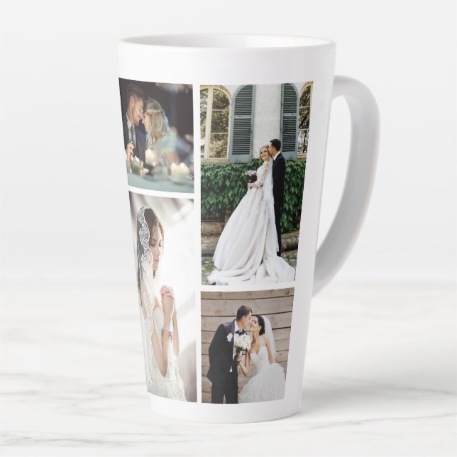 6 Custom Photo Collage Favorite Moments Latte Mug (Right Angle)