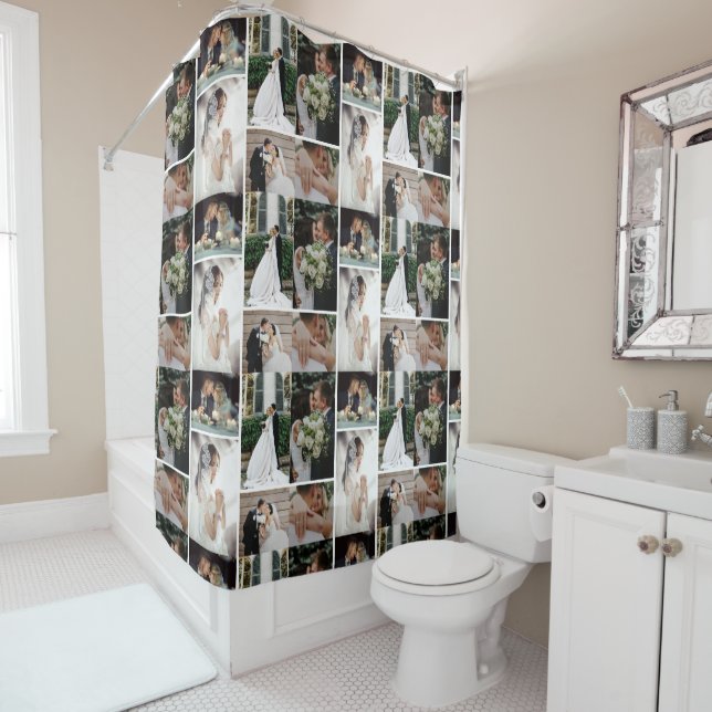 6 Custom Photo Collage Favorite Moments Shower Curtain (In Situ)