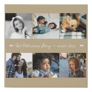 6 custom photo collage your text family elegant faux canvas print