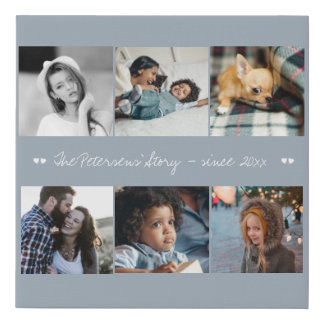 6 custom photo collage your text family elegant faux canvas print