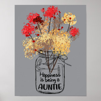6 Cute Floral Mom Happiness Is Being An Auntie Poster