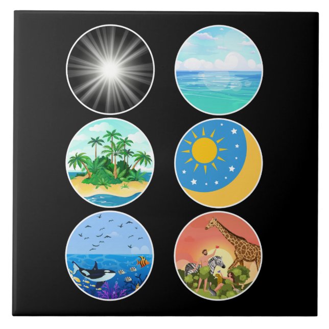 6 Days of Creation – Genesis 1-2 School Teacher  Ceramic Tile (Front)