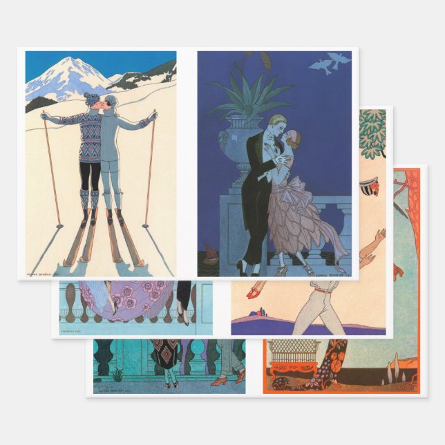 6 different designs by George Barbier Wrapping Paper Sheets (Set)