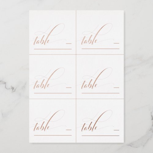 6 DIY Rose Gold Foil Calligraphy Folded Place Card