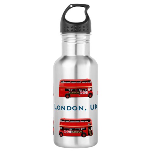 6 English Double_Decker Buses Stainless Steel Water Bottle