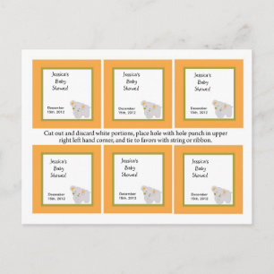 6 Favor Tags Tropical Punch Elephant Invitation Postcard