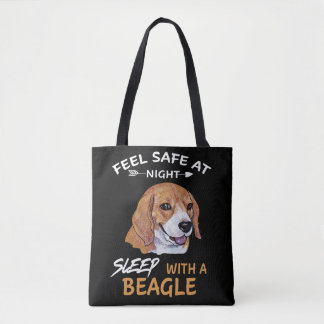 6 Feel Safe At Night Sleep With A Beagle Tote Bag