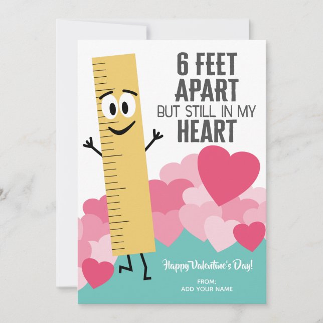 6 Feet Apart But Still in my heart - Valentine Holiday Card (Front)