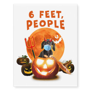 6 Feet, People Dachshund Dog With Mask Halloween G Temporary Tattoos