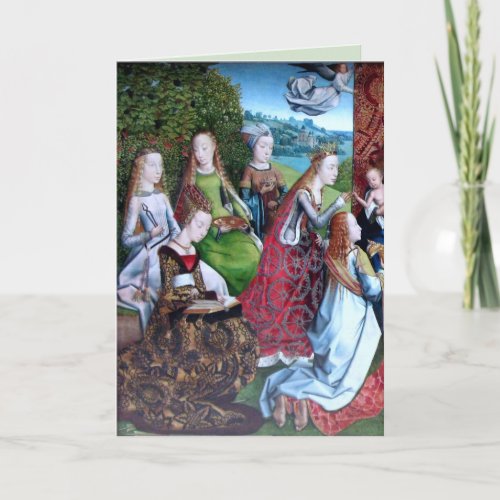 6 Female Saints in a Garden Left half  M 070 Card