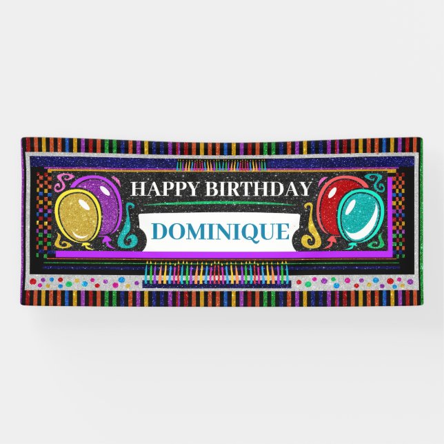 6 Foot Birthday Banner Happy Happy (Horizontal)