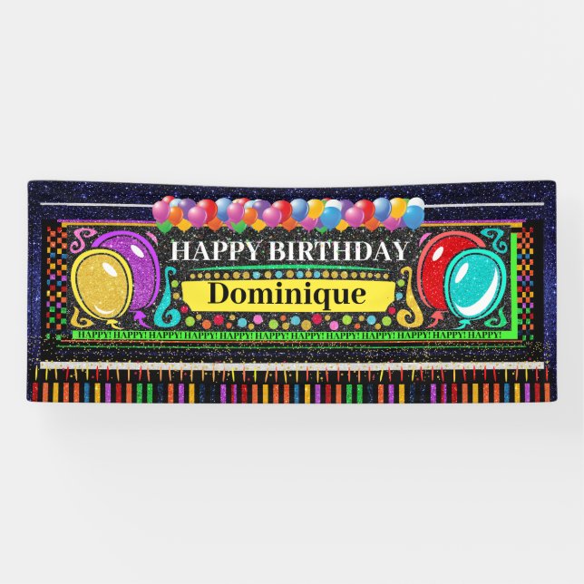 6 Foot Birthday Banner Happy Happy (Horizontal)