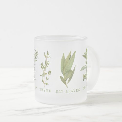 6 FRESH HERBS Frosted Glass Mug