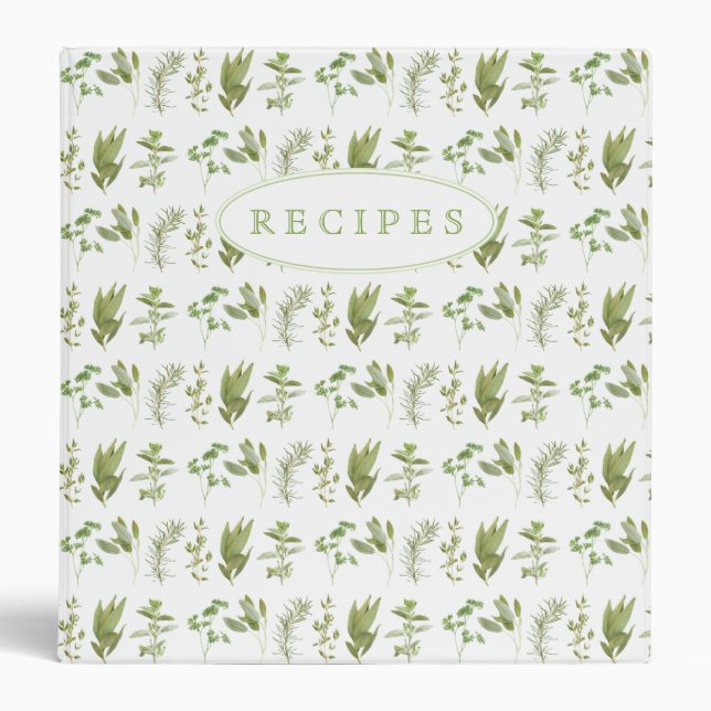 6 FRESH HERBS Recipe Book Binder (Front)