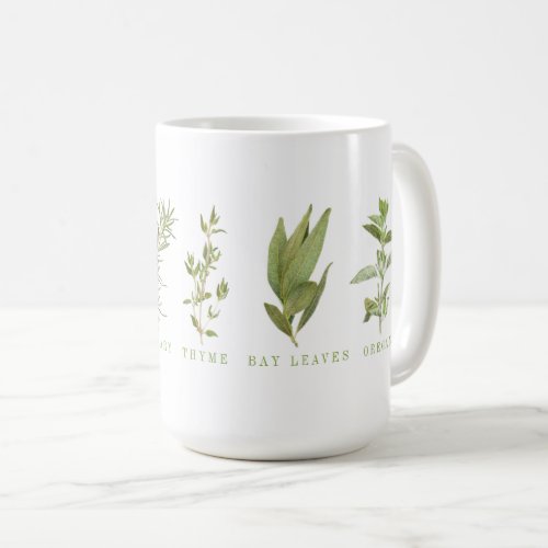 6 FRESH HERBS Tall White Mug