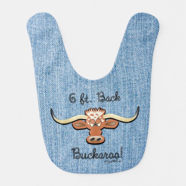 6 Ft. Back Buckaroo, Longhorn Steer Baby Bib (Front)