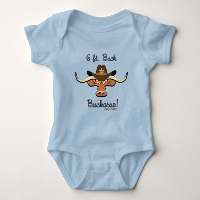6 Ft. Back Buckaroo, Longhorn Steer Baby Bodysuit (Front)