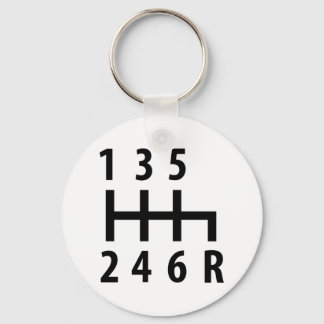 6 gearshift race car black keychain