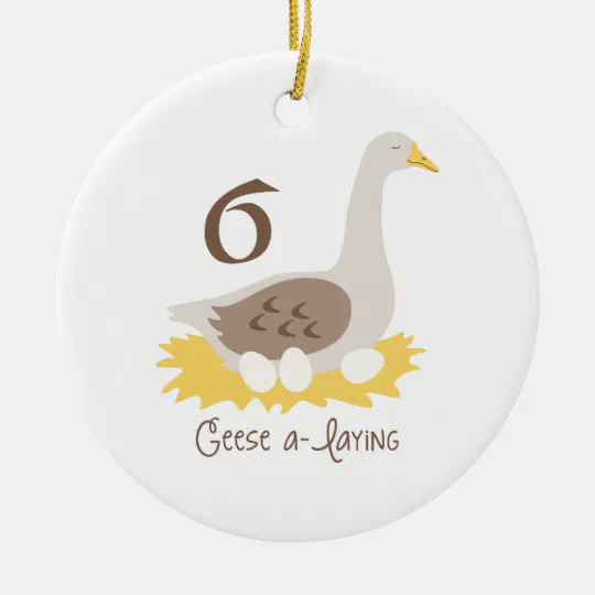 6 Geese A-Laying Ceramic Ornament