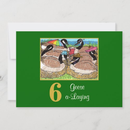 6 Geese a Laying Cute Birds Custom Christmas Holiday Card