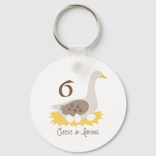 6 Geese A-Laying Keychain