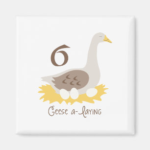 6 Geese A-Laying Magnet