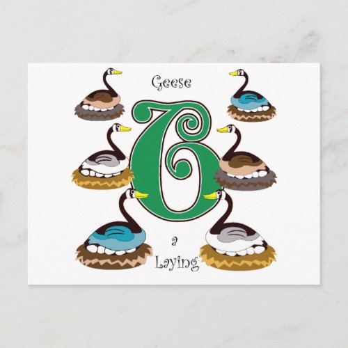 6 Geese a Laying Postcard