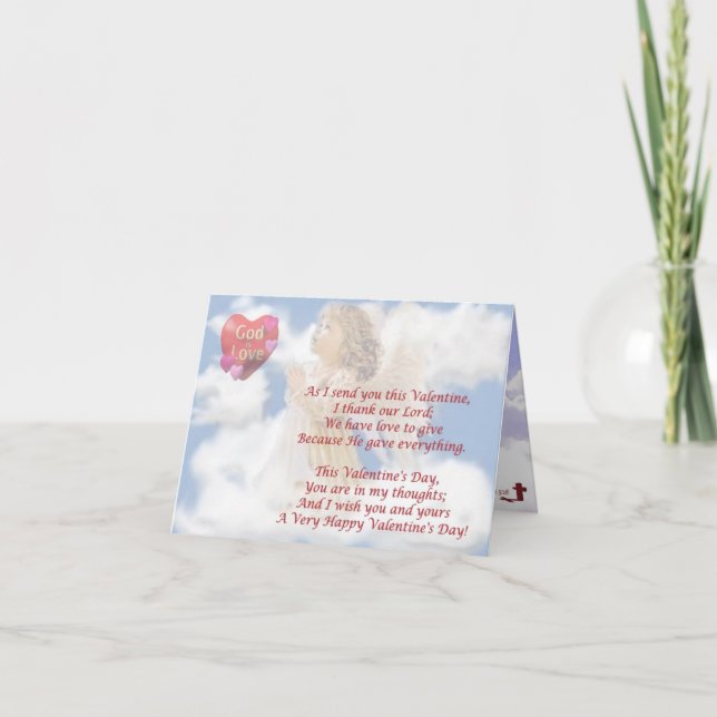 6.  God Is Love - Religious Valentine Wish Design Holiday Card (Front)