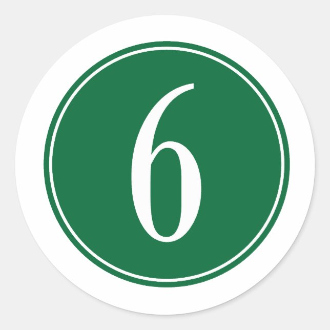 #6 Green Circle Classic Round Sticker (Front)