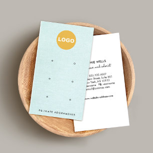 6 Hole Stud Earring Blue Linen Display Business C Card