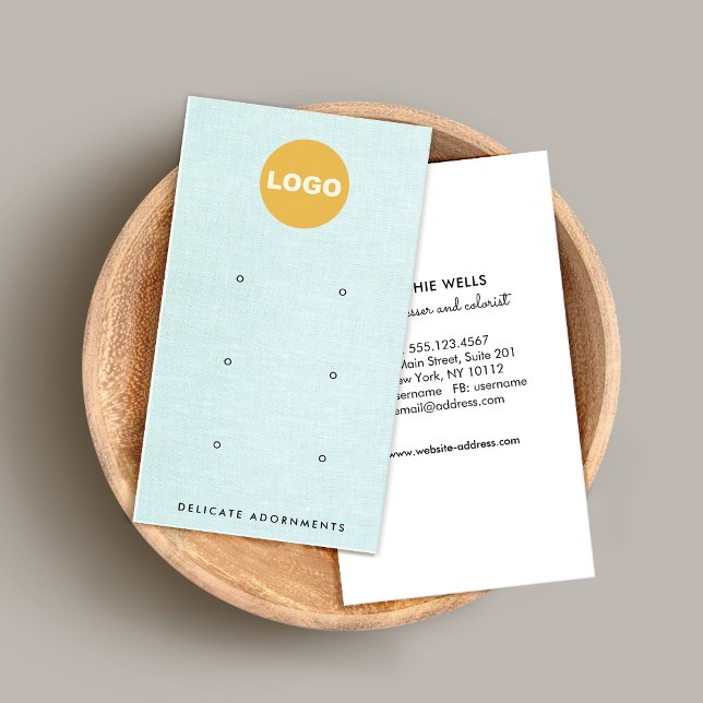 6 Hole Stud Earring Blue Linen Display  Business C Card (Creator Uploaded)