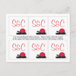 6 Japanese Rising Sun Wedding Favor Tags Postcard