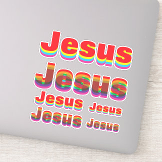 6 Jesus name (2 designs, 3 sizes) Rainbow Offset Sticker