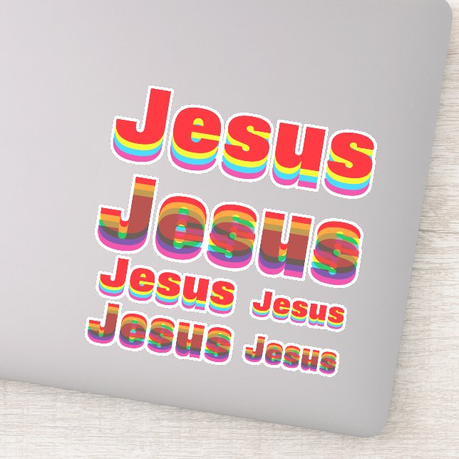 6 Jesus name (2 designs, 3 sizes) Rainbow Offset Sticker (Detail)
