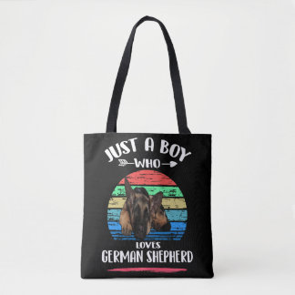 6 Just A Boy Who Loves German Shepherd Vintage Tote Bag