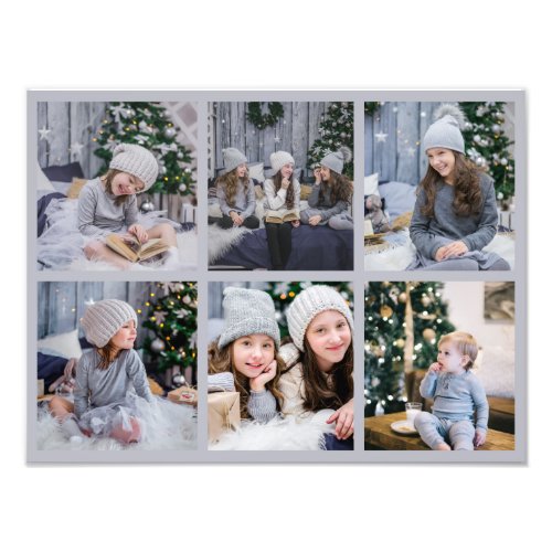 6 Kids Photo Collage Gallery Display Grey