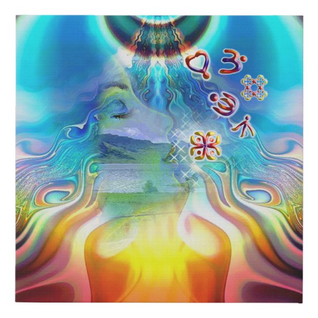 6 Language of Light Base Chakra Symbols Faux Canvas Print (Front)