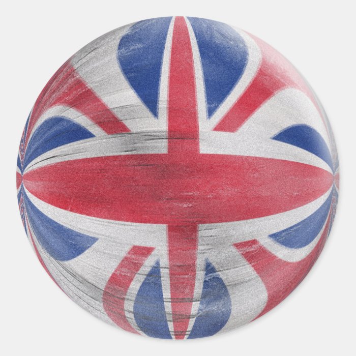 6 large stickers Union Jack distressed flag