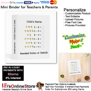 6 Learn Subtraction Child's Name Date Teacher  Mini Binder