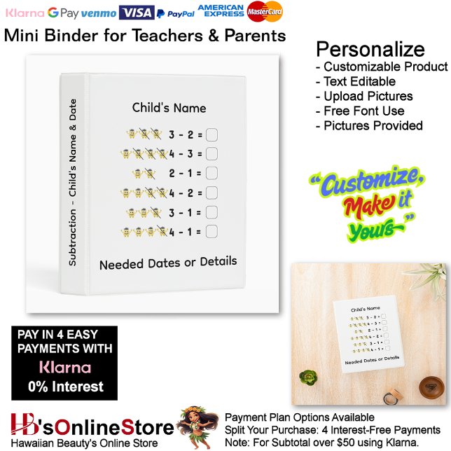 6 Learn Subtraction Child's Name Date Teacher  Mini Binder (6 Learn Subtraction Child's Name Date Info Teacher Mini Binder.)