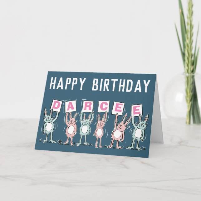 6 Letter Name Happy Birthday Card (Front)