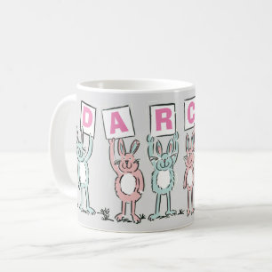 6 Letter Name With Fun Rabbits Coffee Mug