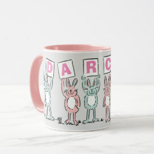 6 Letter Name With Fun Rabbits Mug
